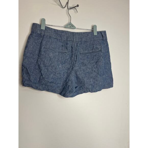 Loft Outlet Linen Blend Shorts Size 2 Blue Chino 4" Inseam Pockets Womens Summer - Picture 3 of 4